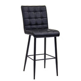 indoor metal bar stool with black vinyl back seat