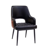 vintage black steel chair with vinyl seat