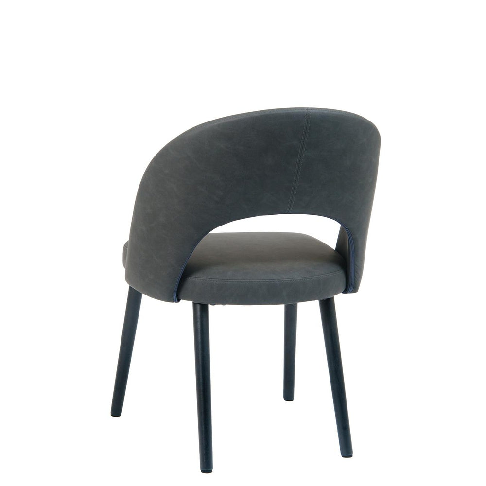Dark Grey Synthetic Leather Chair With Black Metal Legs