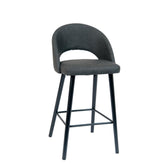 dark grey pu leather bar stool with black beech wood legs