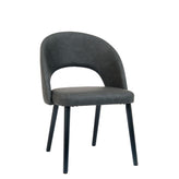 dark grey pu leather chair with black beech wood legs