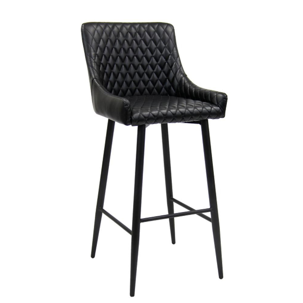 indoor black metal barstool with vinyl seat and back 3