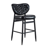 indoor metal bar stool black vinyl seat and button tufted back