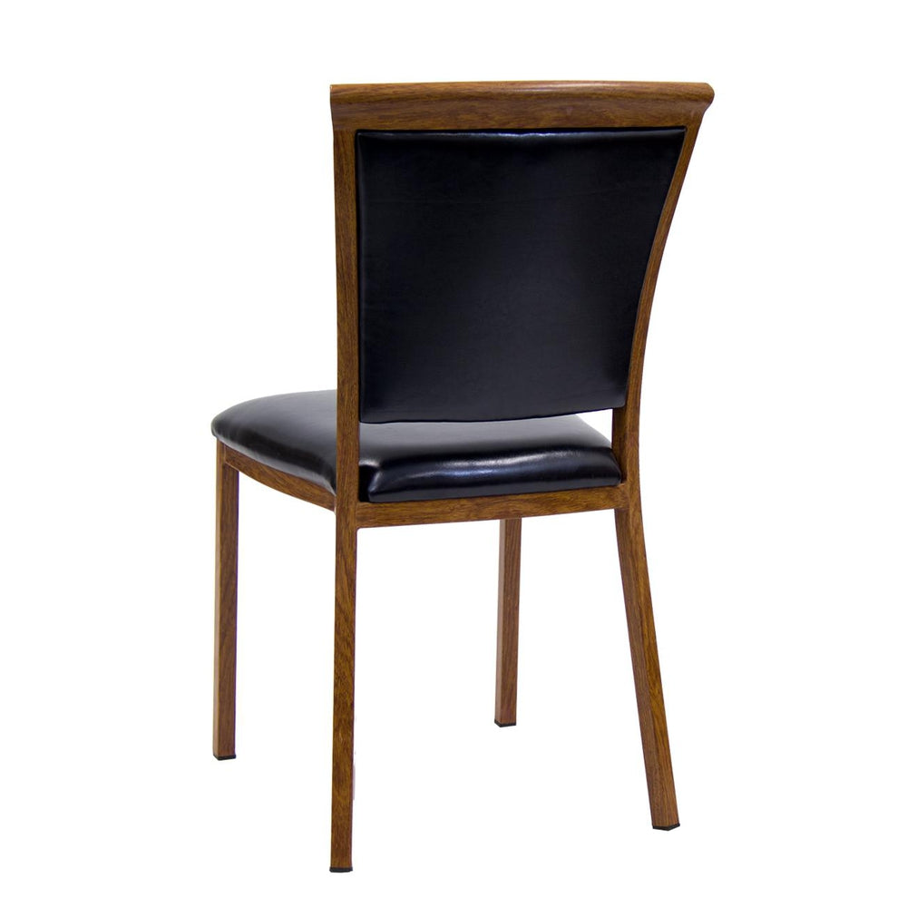 Indoor Wood Grain Metal Chair in Walnut Finish