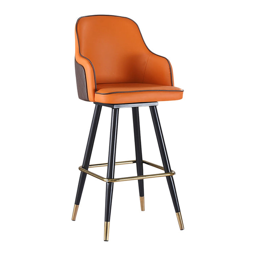 Indoor Vintage Steel Bar Stool with Vinyl Seat and Back
