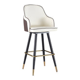 Indoor Vintage Steel Bar Stool with Vinyl Seat and Back