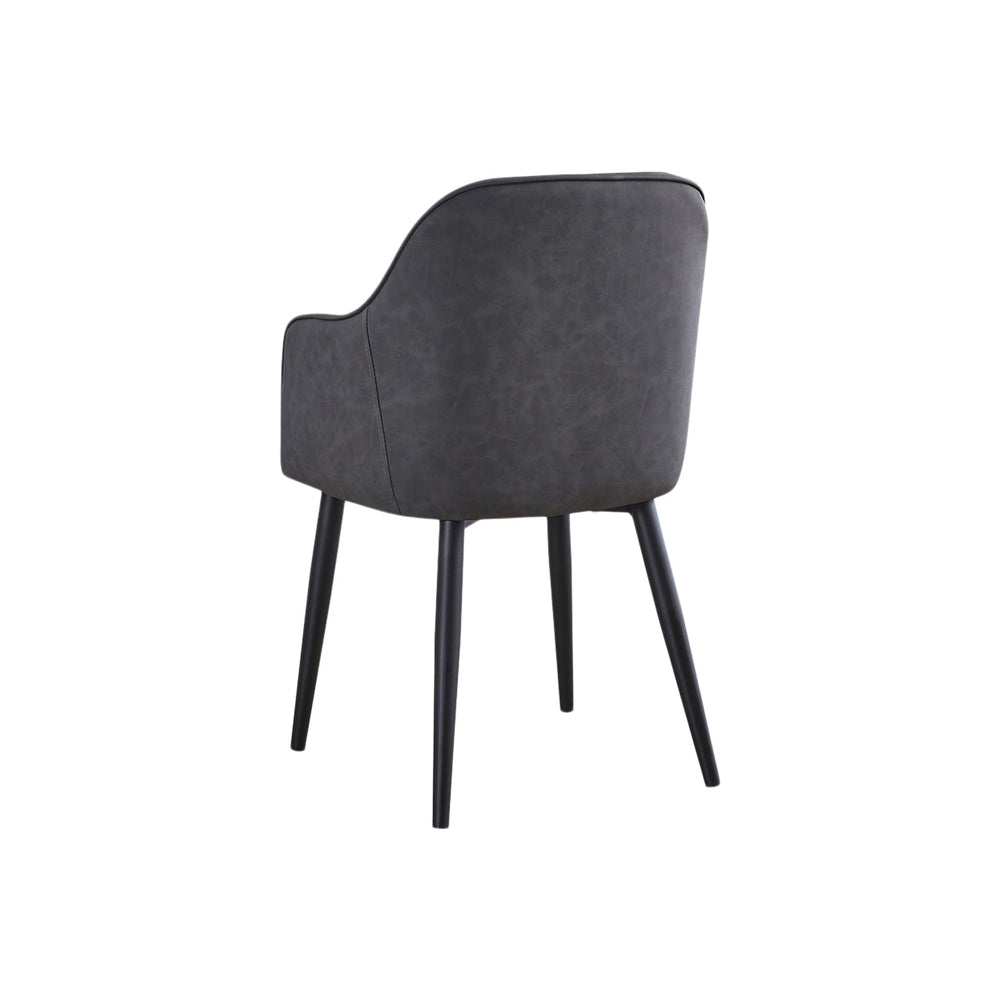 Black Steel Armchair with Vinyl Seat in Grey