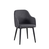 black steel armchair with vinyl seat in grey