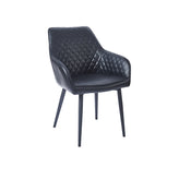 black steel legs armchair with black vinyl seat