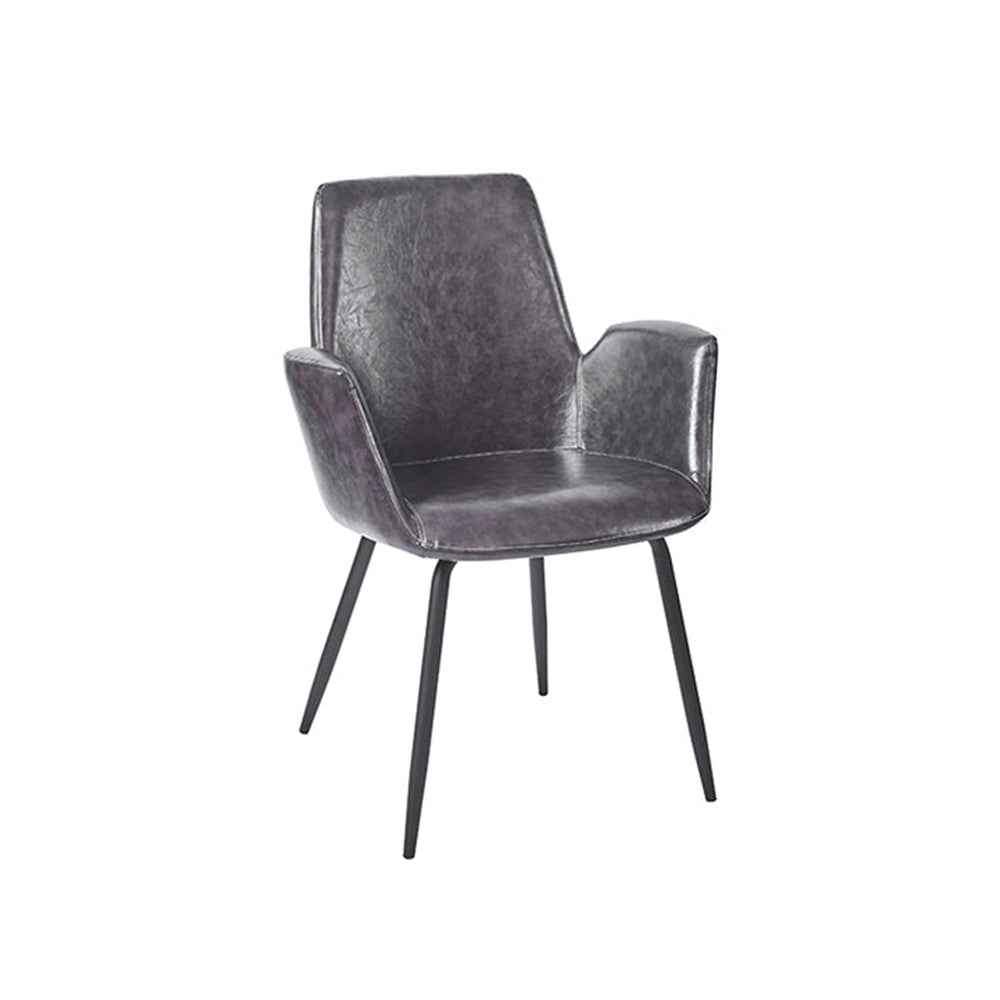 Black Steel Legs Grey Armchair with Vinyl Seat