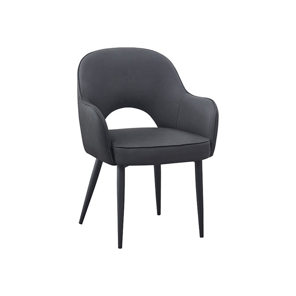 Steel Legs Chair with PU Leather in Dark Gray