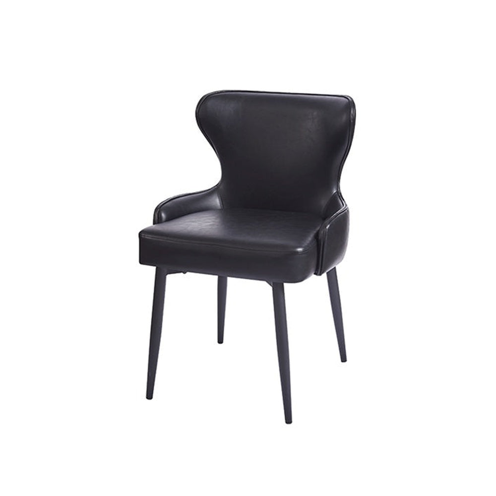 Black Steel Legs Chair with Black Vinyl Back & Seat