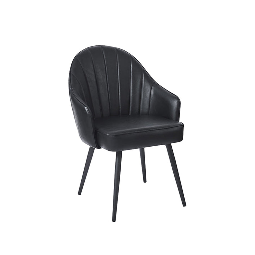 steel legs chair with vinyl bucket seat in black