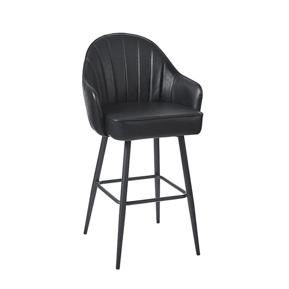 steel legs barstool with vinyl bucket seat in black