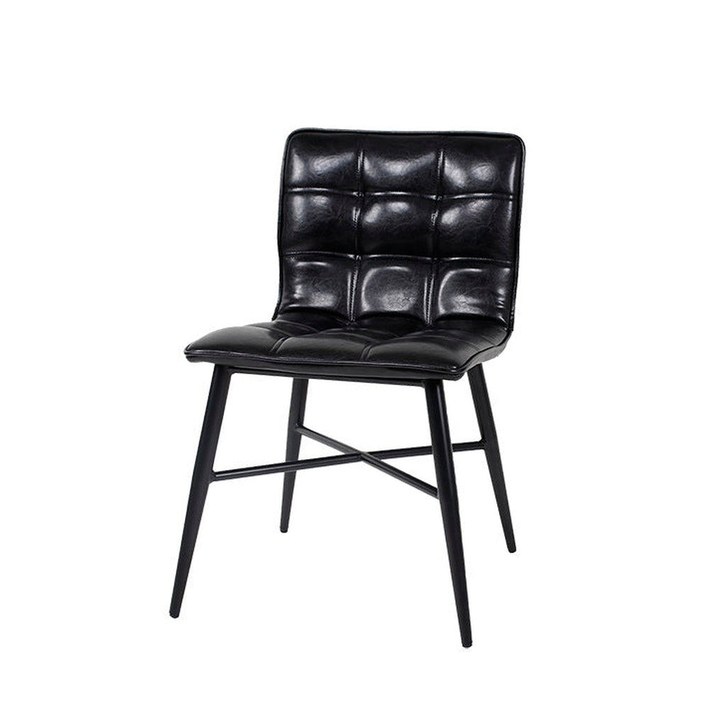 Indoor Metal Chair with Padded Black Vinyl Seat