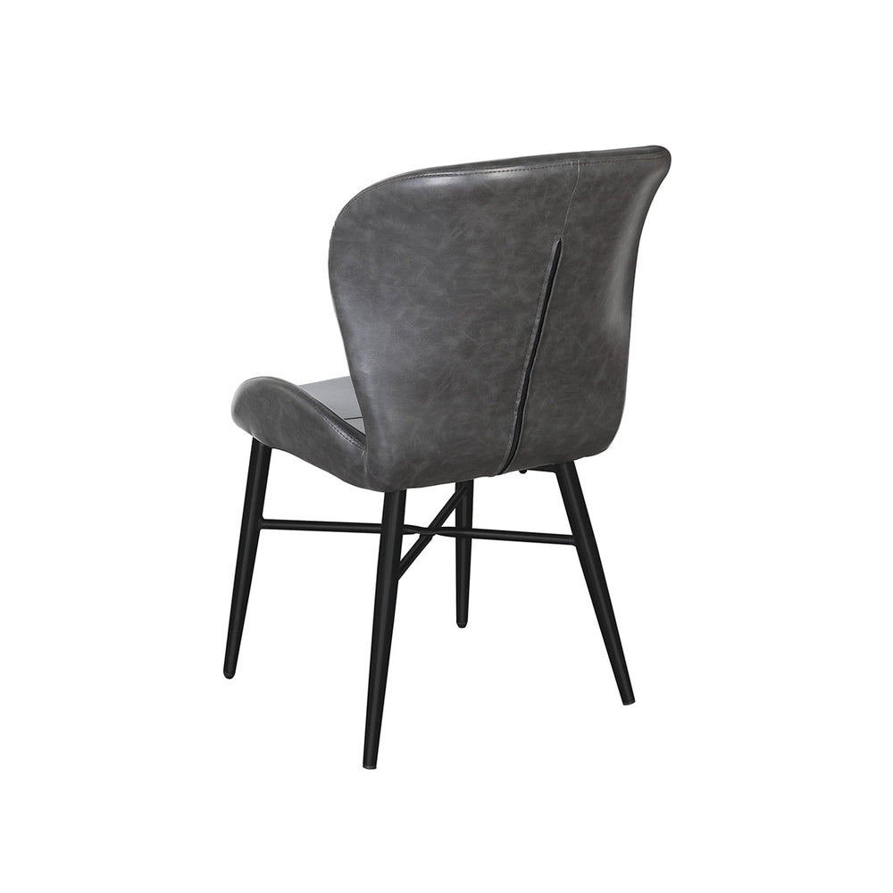 Black Steel Chair with Black Vinyl Seat & Vertical Pattern Back