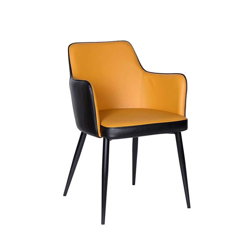 Black Steel Legs Armchair with Bright Orange Vinyl Seat