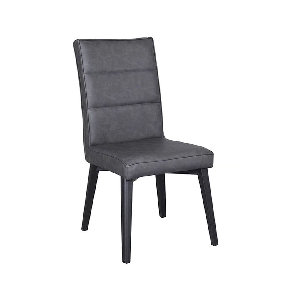 black steel chair with dark grey pu leather seat