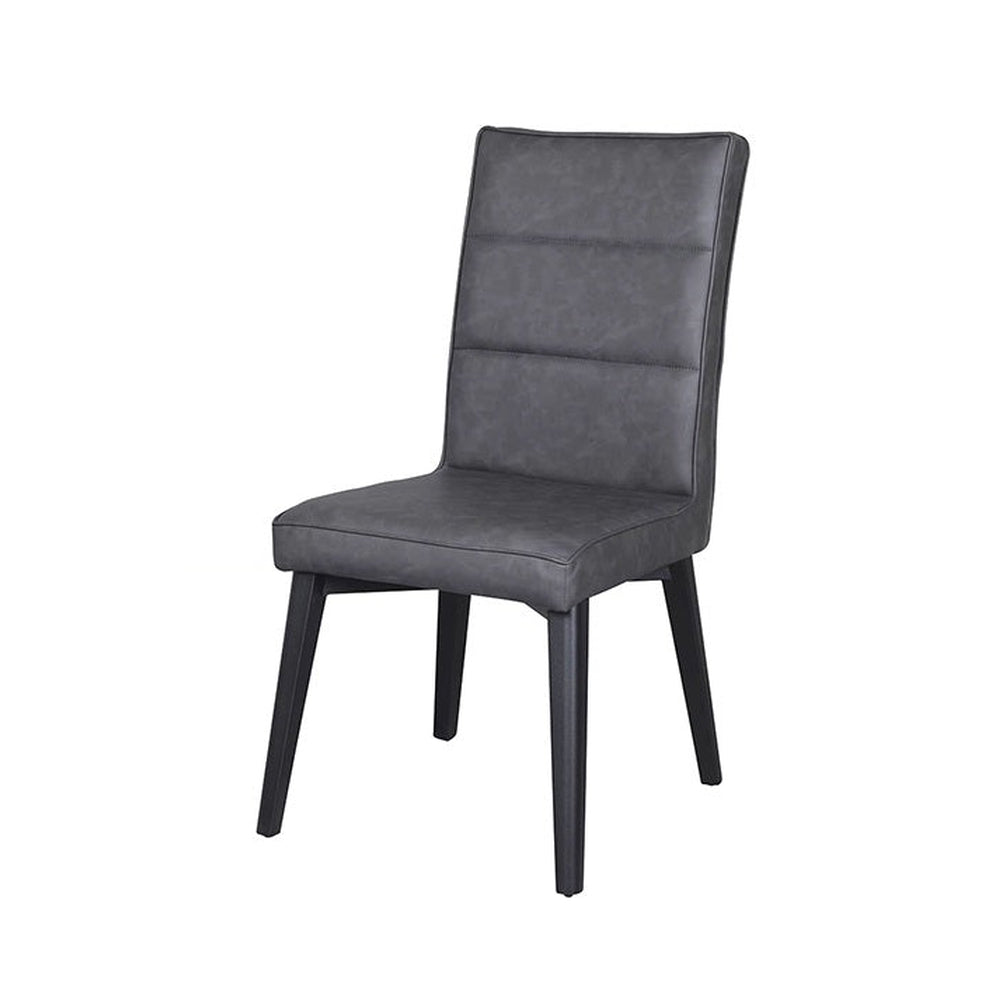 Black Steel Chair with Dark Grey PU Leather Seat