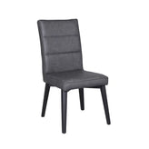 black steel chair with dark grey pu leather seat