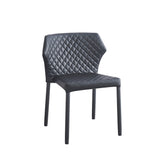 Diamond Pattern Stitched Steel Chair with Black Vinyl