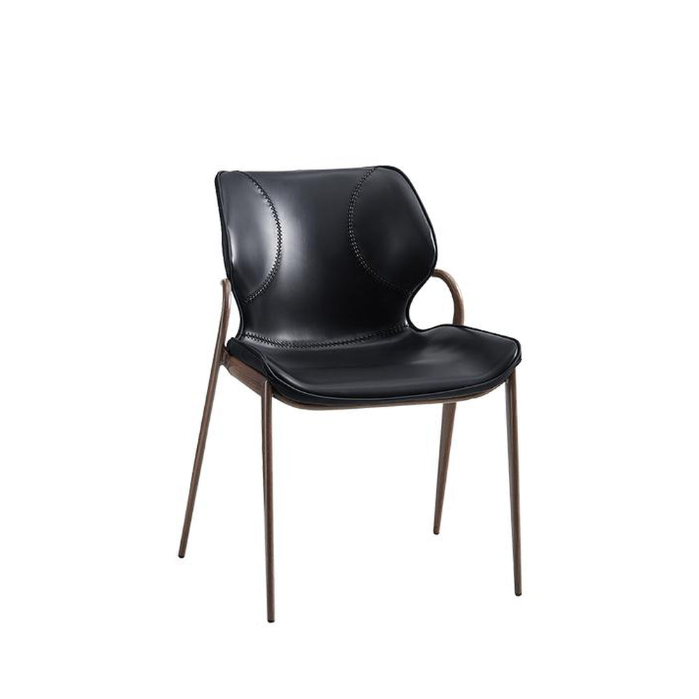 Indoor Wood Grain Frame Metal Chair with Black Vinyl Seat