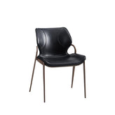 Indoor Wood Grain Frame Metal Chair with Black Vinyl Seat