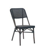 armless aluminum chair with poly woven back seat 1