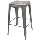 xl tolix style backless bar stool silver