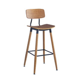 Wood Grain Steel Bar Stool in Light Cherry Finish with Veneer Seat and Back