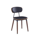 Wood Grain Steel Side Chair with Black Upholstered Oval Back and Seat