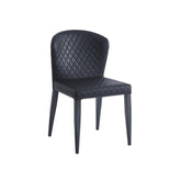 Diamond Pattern Stitched Metal Side Chair with Black Vinyl Seat