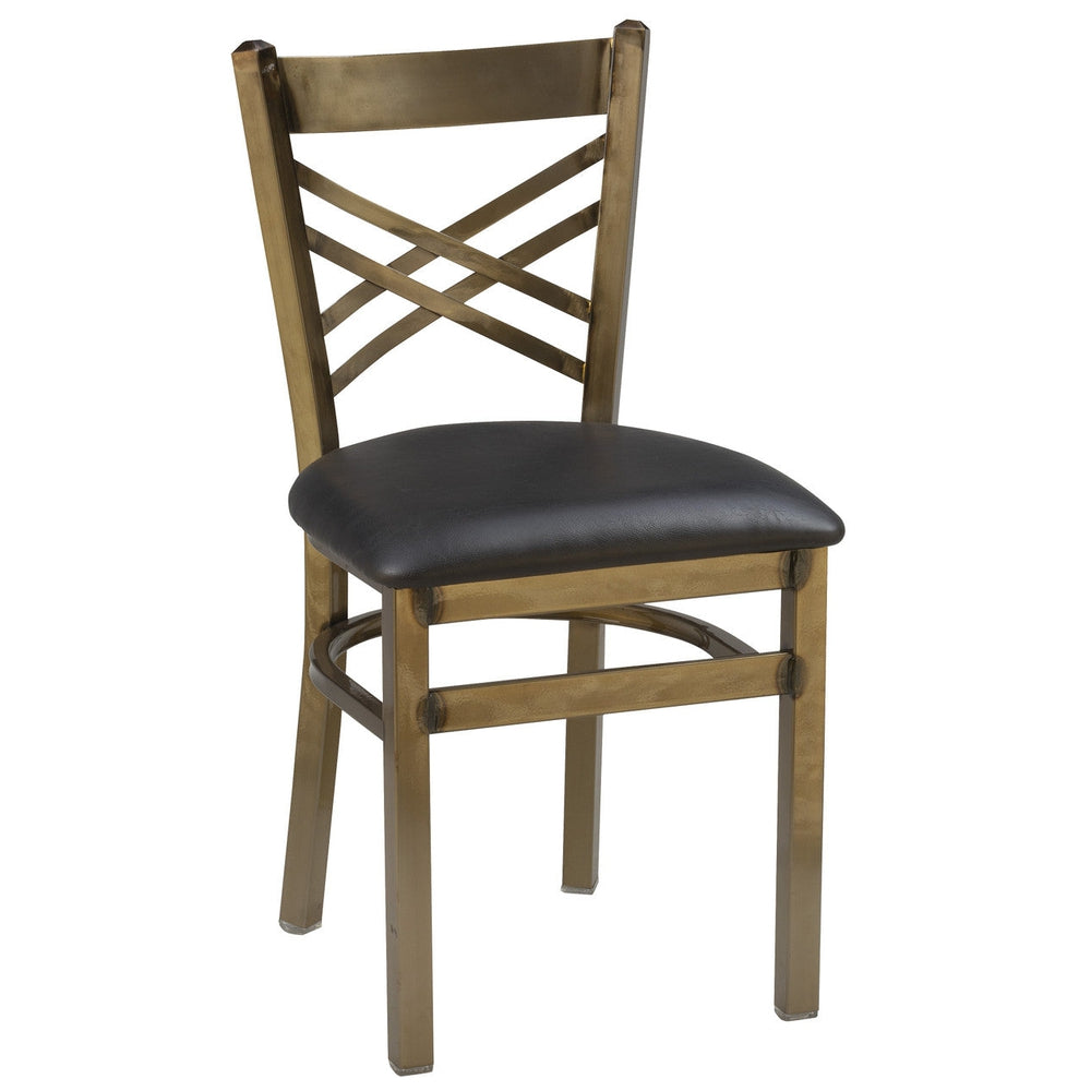 Custom Cross Back Upholstered Metal Chair