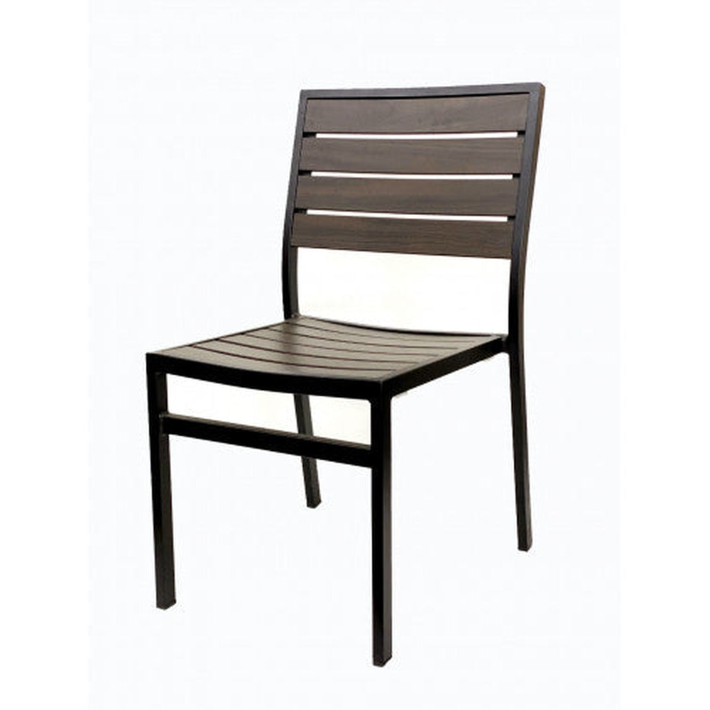 Outdoor All Aluminum Synthetic Teak Side Chair