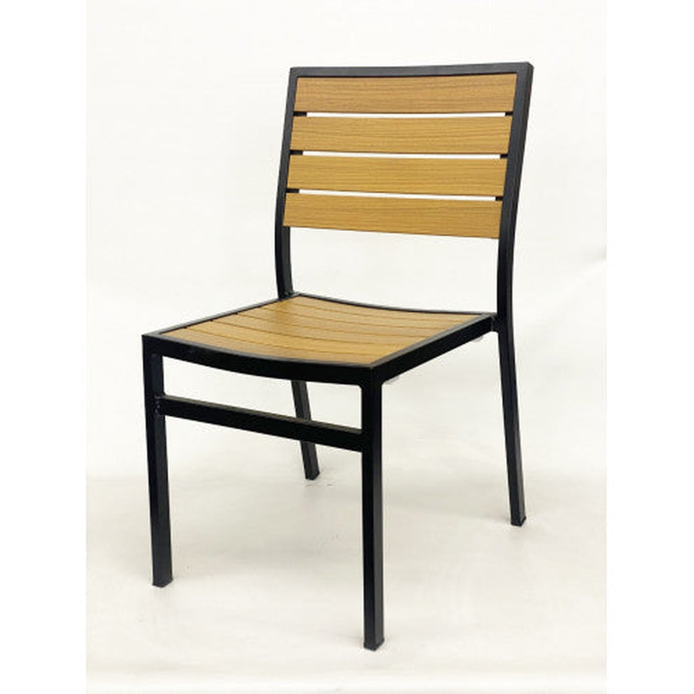 Outdoor All Aluminum Synthetic Teak Side Chair