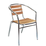 newport outdoor aluminum chair with teak slats 99
