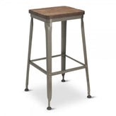 hudson metal backless bar stool with distressed clear frame and walnut reclaimed wood 99