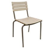 powder coated outdoor steel frame side chair with resin seat back