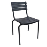 powder coated outdoor steel frame side chair with resin seat back