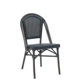 aluminum synthetic wicker chair in bamboo looking finish