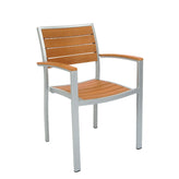 aluminum armchair with imitation teak slats