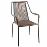 outdoor aluminum chair with woven synthetic rope seat and back