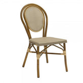 paris outdoor aluminum chair with faux bamboo frame and beige platinum textilene 99