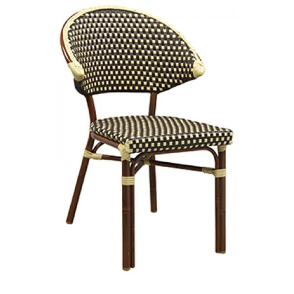capri outdoor aluminum chair with mahogany frame and beige brown woven nylon 99