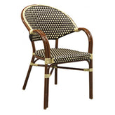 capri outdoor aluminum armchair with mahogany frame and beige brown woven nylon 99