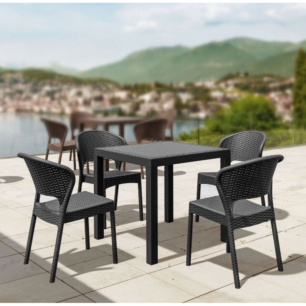 Daytona Outdoor Wickerlook Square Dining Set 5 Piece with Side Chairs