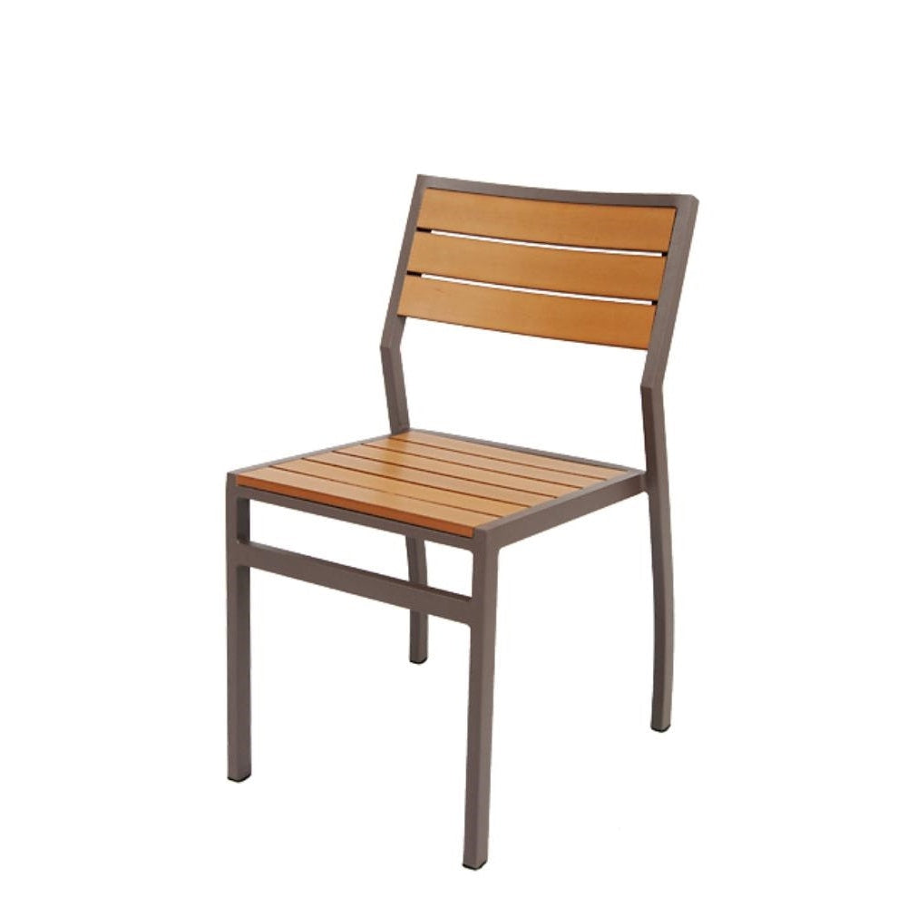 Outdoor Modern Aluminum Chair with Imitation Teak Slats