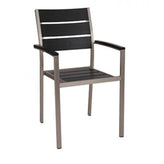 sol outdoor aluminum armchair with synthetic teak slats 99