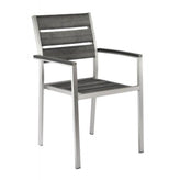 sol outdoor aluminum armchair with synthetic teak slats 99