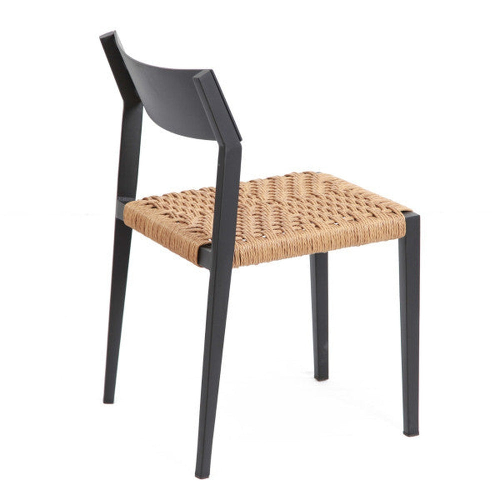Outdoor Stackable Woven Synthetic Rope Seat Side Chair